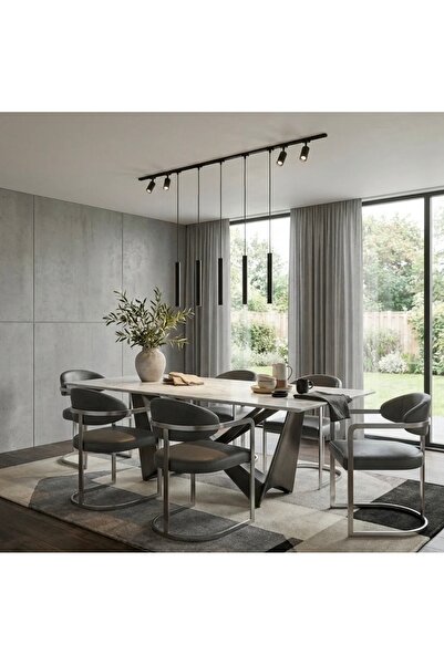 demet habek mylights GU10 LED 9’lu Avize Siyah 2metre Ray Gövde 5 li Sarkıt 4...