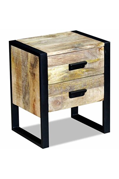 Concept Βοηθητικό τραπέζι με 2 συρτάρια από μασίφ ξύλο μάνγκο, 43x33x51 εκ.