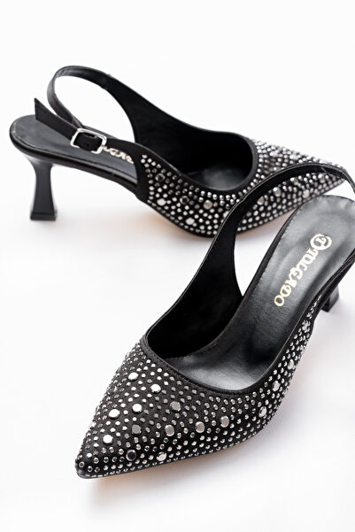 TOLGSHOES Women's Lucia Black Evening Dress Heelled Shoes