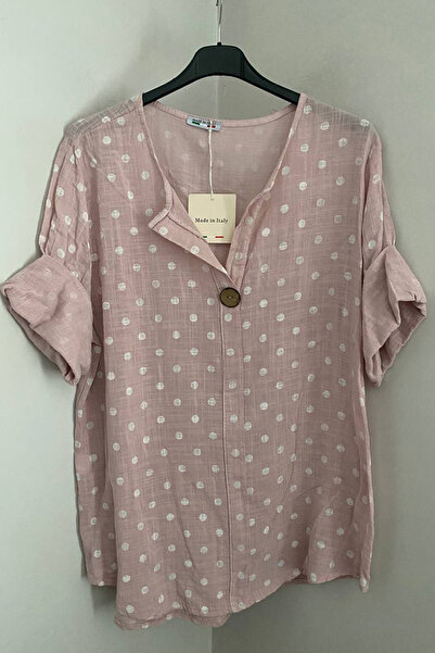 AYASOFYA OTANTIK Women's Italian Powder Polka Dot Patterned Button Detailed 3...