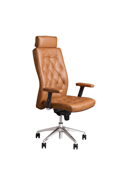 Concept Mobili Εκτελεστική καρέκλα CHEVY HR, καφέ φυσικό Δερμάτινο