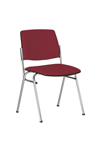 Concept Mobili Πολυθρόνα επισκέπτη LAZARO CHROME, ύφασμα πολυτελείας Bordo