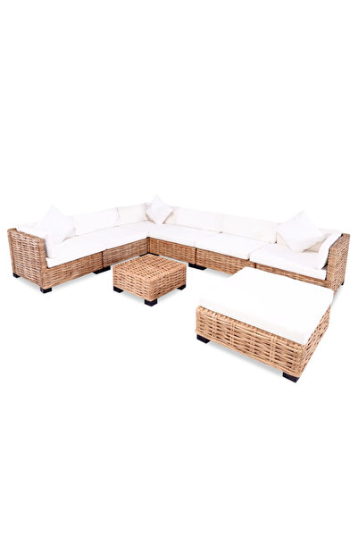 Concept Σετ επίπλων καναπέ 27 τεμαχίων, φυσικό χρώμα, ρατάν