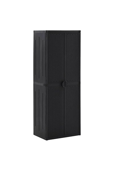 Concept Ντουλάπι Αποθήκευσης Κήπου Μαύρο 65x45x172 εκ. από Ρατάν PP