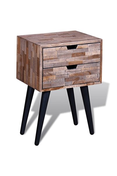 Concept Noptieră cu 2 sertare, lemn de tec reciclat
