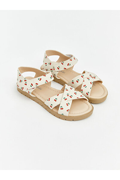 LC Waikiki Beige Cherry Printed Baby Girl Sandals