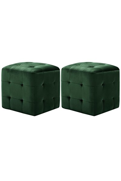 Concept Taburet, 2 buc., verde, 30 x 30 x 30 cm, țesătură catifea