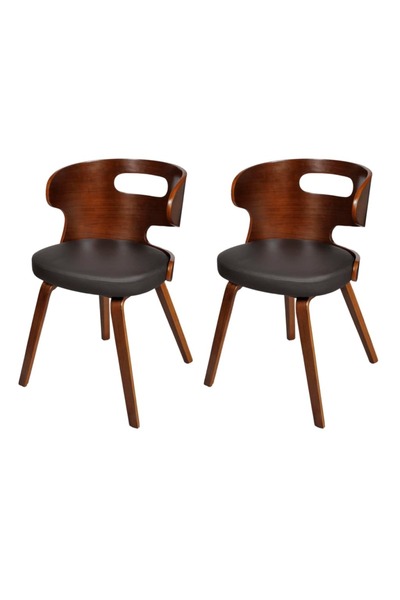 Concept Καρέκλες κουζίνας, 2 τεμ., καφέ, οικολογικό Δερμάτινο