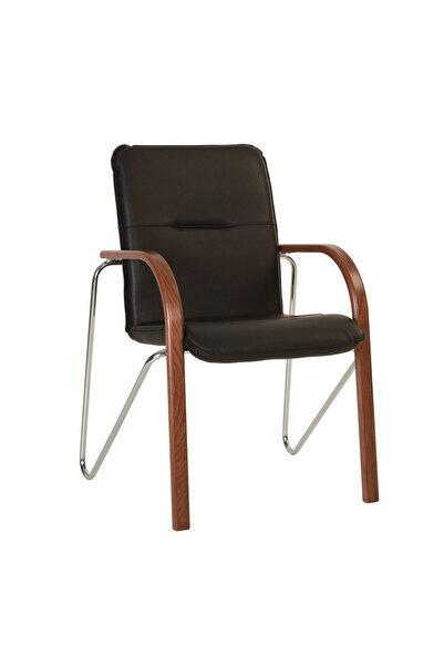 Concept Mobili Καρέκλα επισκέπτη FANCY, μαύρη οικολογική Δερμάτινο