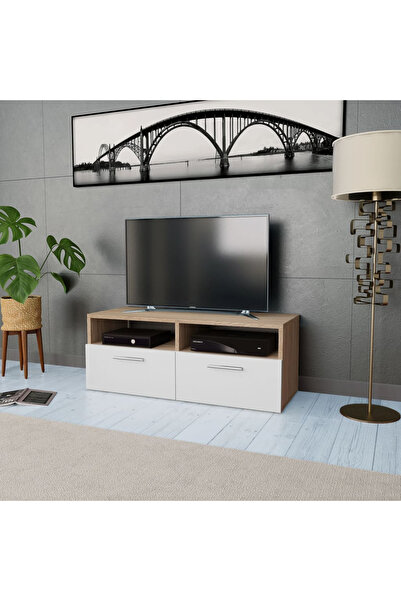 Concept TV cabinet, chipboard, 95 x 35 x 36 cm, oak color and white