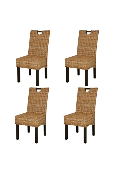 Concept Καρέκλα κουζίνας από ρατάν Kubu και ξύλο μάνγκο, 4 τεμάχια.