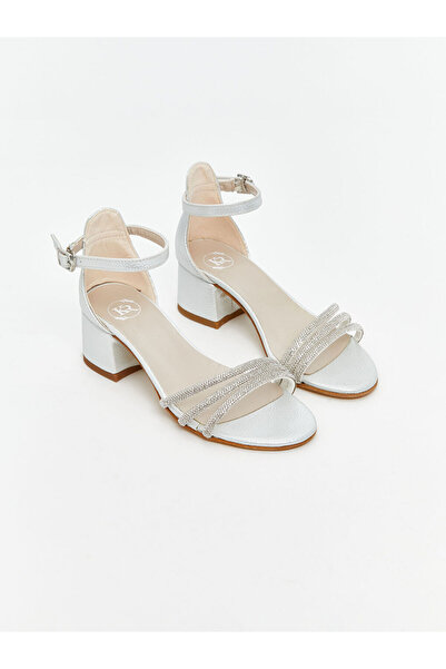 LC Waikiki Gray Stone Detailed Heeled Girls' Shoes