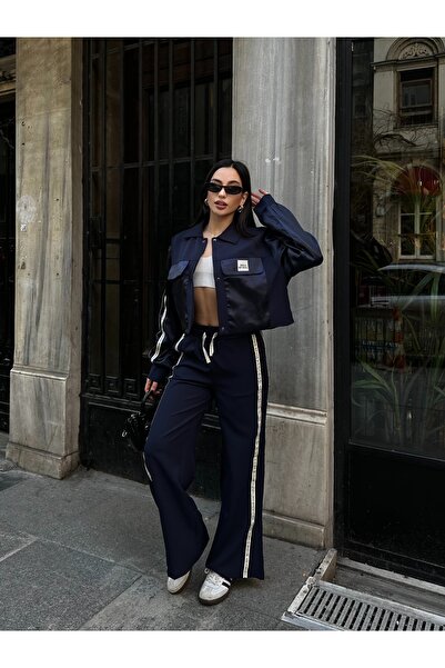 D'RECCY Set de pantaloni și jachetă sport Holden cu text și etichetă detaliat...