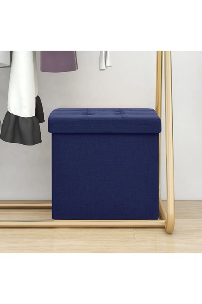 Concept Taburet de depozitare pliabil, albastru, imitație de pânză