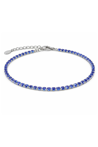 Onixbox Brățară tenis cu cristale de zirconiu albastru 3 mm, unisex - oțel in...