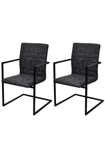 Concept Καρέκλες κουζίνας κονσόλα, 2 τεμ., μαύρες, οικολογικό Δερμάτινο