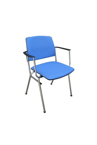 Concept Mobili LAZARO ARM CHROME visitor chair, Light blue fiji fabric