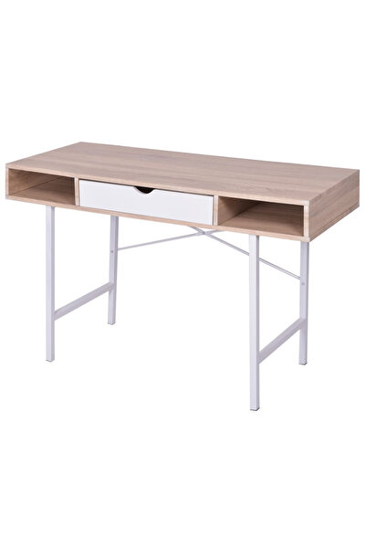 Concept Birou cu un sertar, alb și culoarea stejarului