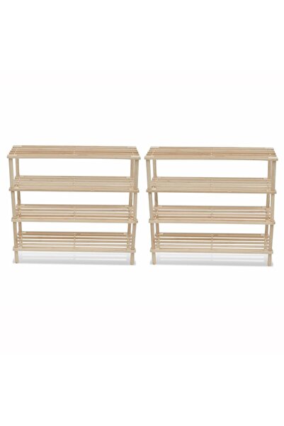 Concept Raft de pantofi cu 4 niveluri, 2 buc., lemn masiv de brad