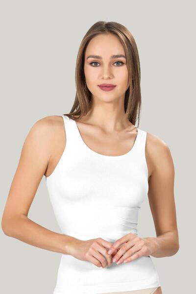 Miss Fit Women's waist-shaping tank top with thick straps, soft material, whi...