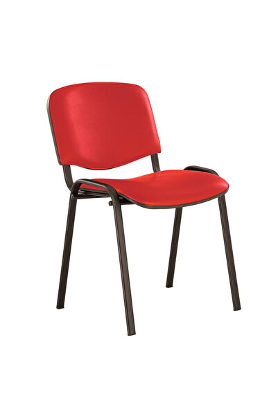Concept Mobili Καρέκλα επισκέπτη GOA ΜΑΥΡΗ, Κόκκινη οικολογική Δερμάτινο