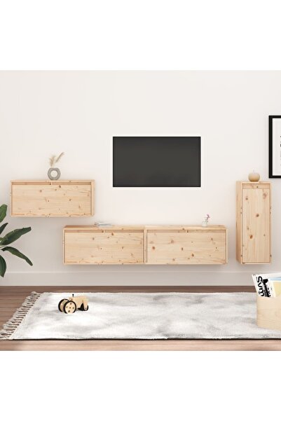 Concept Comode TV, 4 buc., lemn masiv de pin