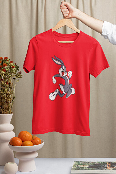 MG Running Rabbit Printed Cycling Collar Pa Cotton Ov Oversized Alip Short Sl...