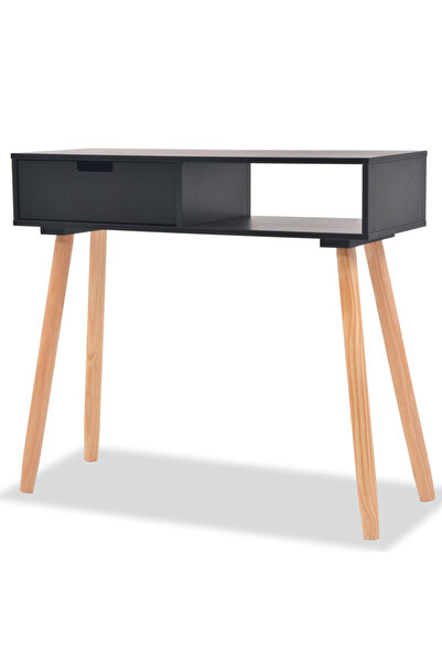 Concept Τραπέζι κονσόλας, μασίφ ξύλο πεύκου 80x30x72 cm, μαύρο