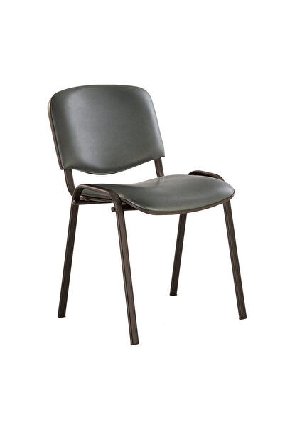 Concept Mobili Καρέκλα επισκέπτη GOA ΜΑΥΡΗ, Γκρι οικολογικό Δερμάτινο