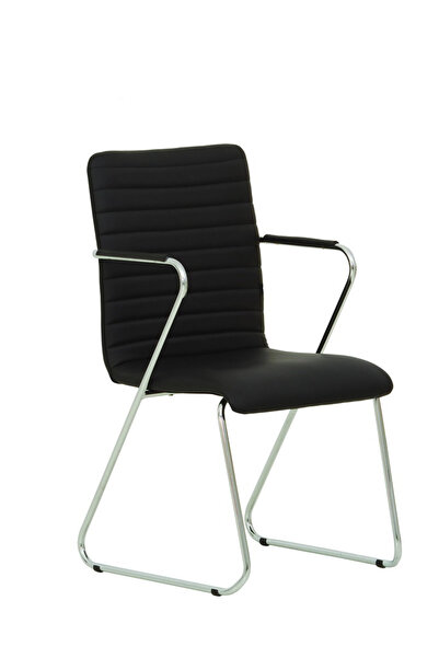 Concept Mobili Πολυθρόνα επισκέπτη BASK CF, μαύρη οικολογική Δερμάτινο