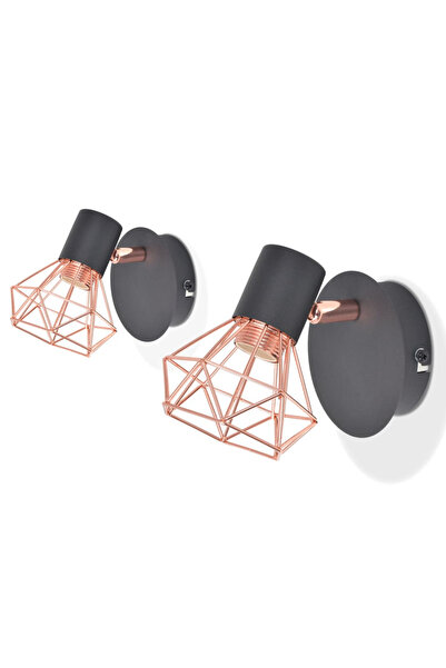 Concept Επιτοίχιο φωτιστικό 2 τεμαχίων, E14, μαύρο και χάλκινο