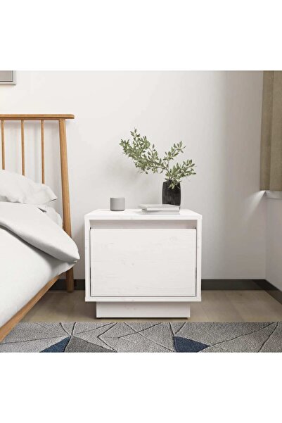 Concept Κομοδίνο, λευκό, 35x34x32 cm, μασίφ ξύλο πεύκου