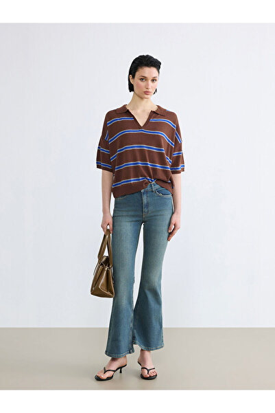 LC Waikiki Indigo High Waist Mars Flare Women's Jean Trousers