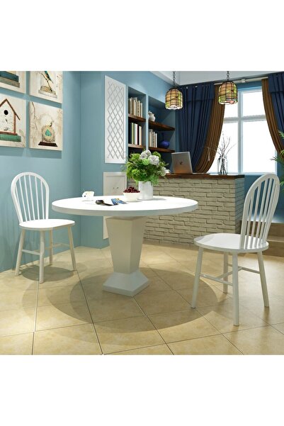 Concept Καρέκλες κουζίνας, 2 τεμ., λευκές, μασίφ ξύλο καουτσούκ