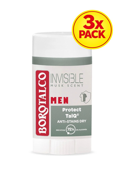 Borotalco 3x PACK Invisible Men Deodorant Stick 40ML