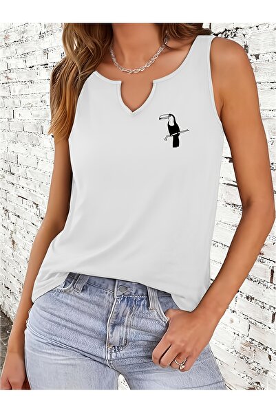 Deocept Mix cu imprimeu pentru femei, cu decolteu în V, fără mâneci, croială ...