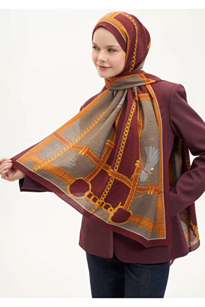 Silk Home Urban Hours Big Chain Milk Coffee Mayda Shawl 190X70