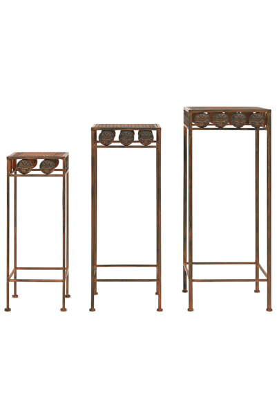 Concept Set suport plante, 3 buc., ruginiu, metal, stil vintage