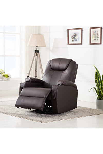 Concept Κουνιστή πολυθρόνα μασάζ, καφέ, οικολογικό Δερμάτινο