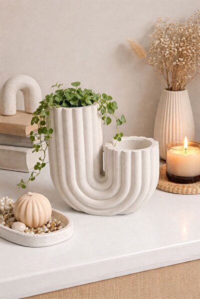 BUBUHOMEDECOR Modern Evler için Kaktüs Figürlü mumluk Beyaz
