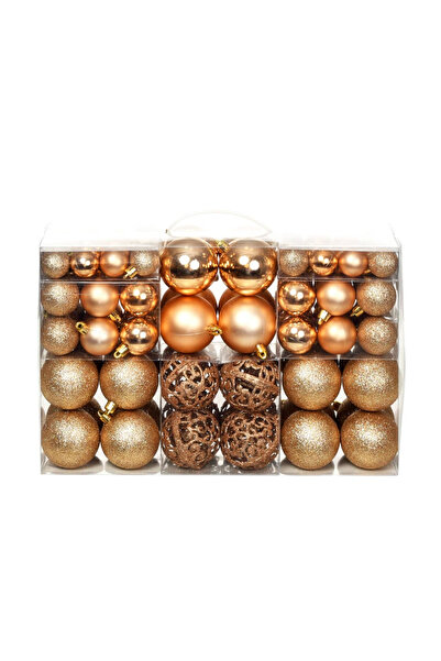 Concept Σετ χριστουγεννιάτικων μπιχλιμπιδιών 100 τεμαχίων 3/4/6 εκ., ροζ/χρυσό