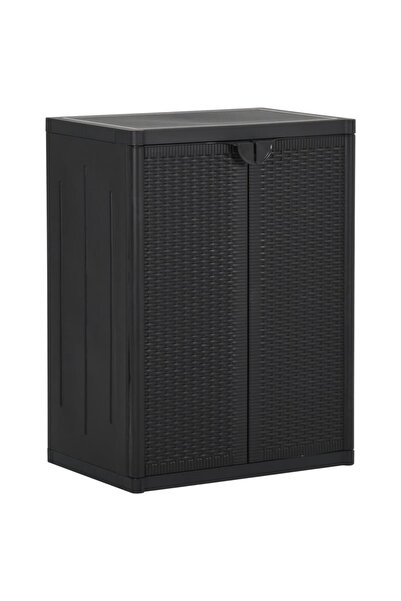 Concept Ντουλάπι αποθήκευσης κήπου, μαύρο, 65x45x88 cm από PP rattan