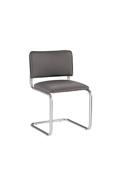 Concept Mobili Πολυθρόνα επισκέπτη MURIELLO, σκούρο γκρι οικολογικό Δερμάτινο