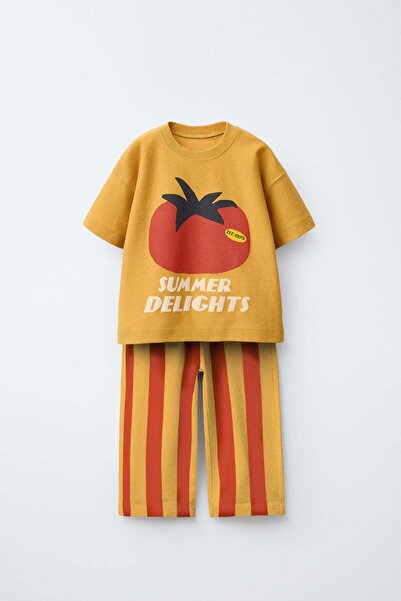 Magu طقم تي شيرت قطن قطع من هاردال دوماتس مطبوع للأطفال من الجنسين