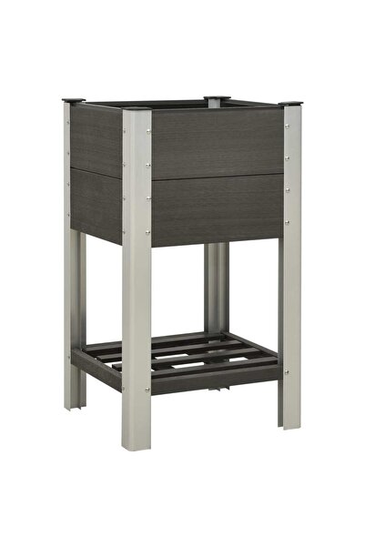 Concept Strat înălțat de grădină cu raft, gri, 50x50x90 cm, WPC