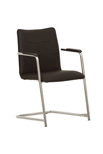 Concept Mobili Καρέκλα επισκέπτη FORTUNA ARM CHROME, μαύρο οικολογικό δέρμα