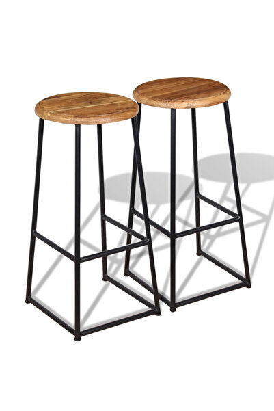 Concept Σκαμπό μπαρ, 2 τεμ., από μασίφ ξύλο τικ