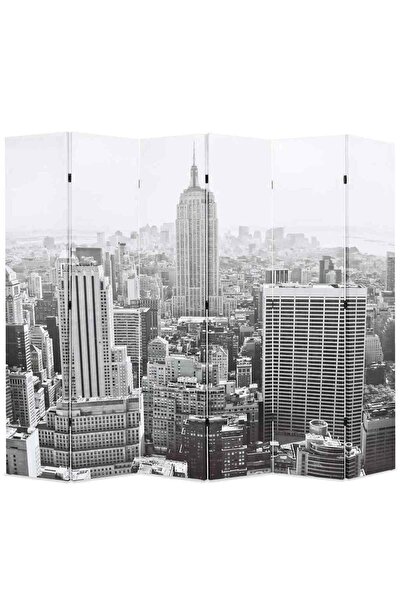 Concept Paravan cameră pliabil, 228 x 170 cm, New York pe zi, alb/negru