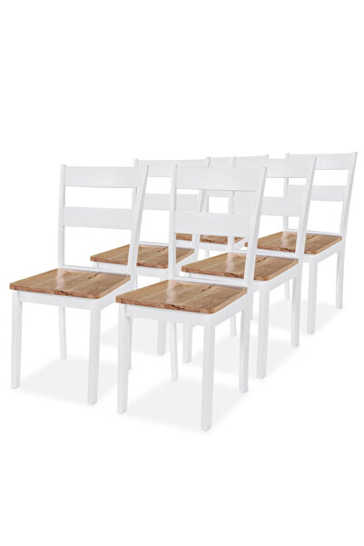 Concept Καρέκλες κουζίνας, 6 τεμ., λευκές, μασίφ ξύλο καουτσούκ