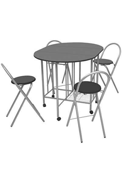 Concept Set masă și scaune de bucătărie pliante MDF, negru, 5 piese